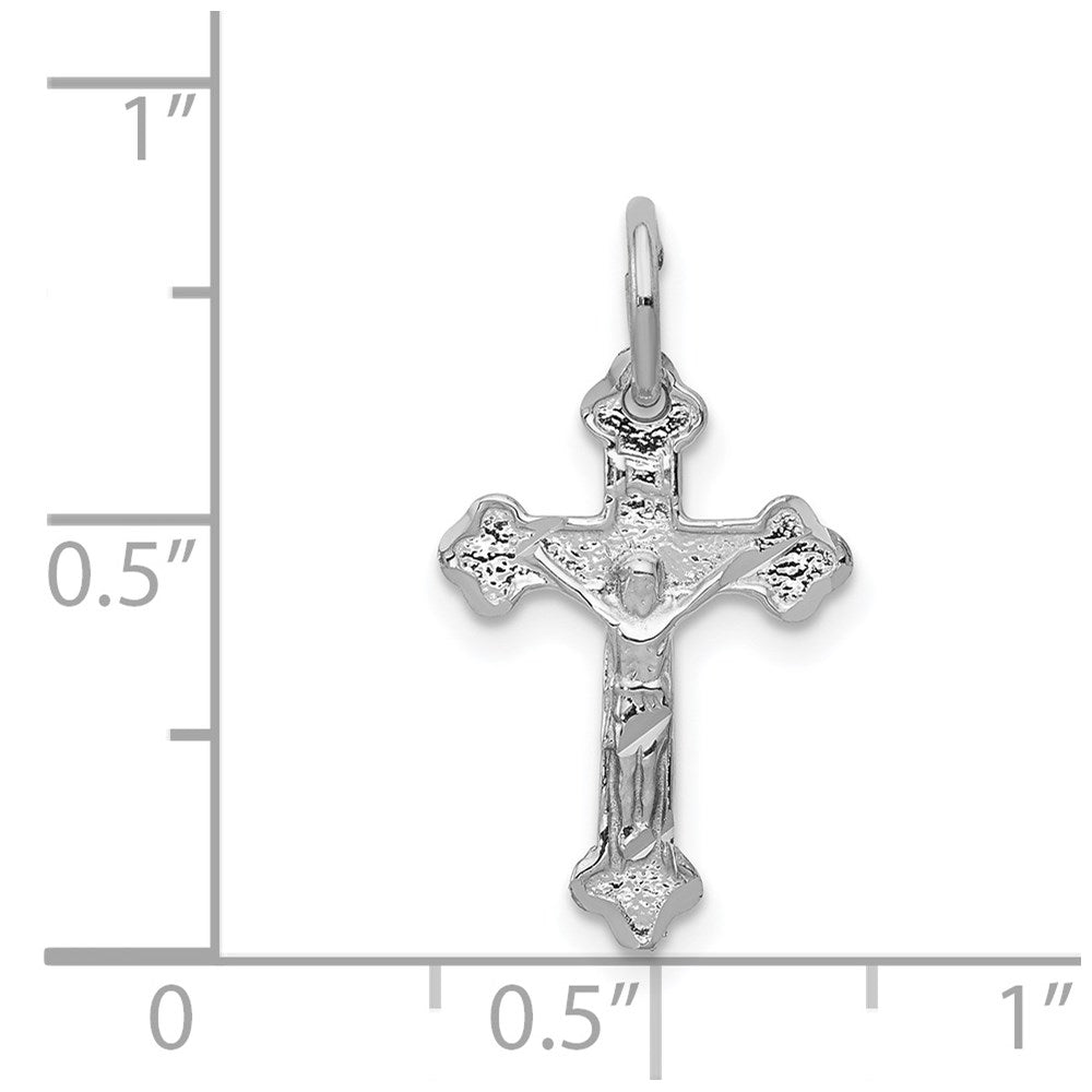 14k White Gold 13 mm Diamond-cut Jesus Crucifix Charm