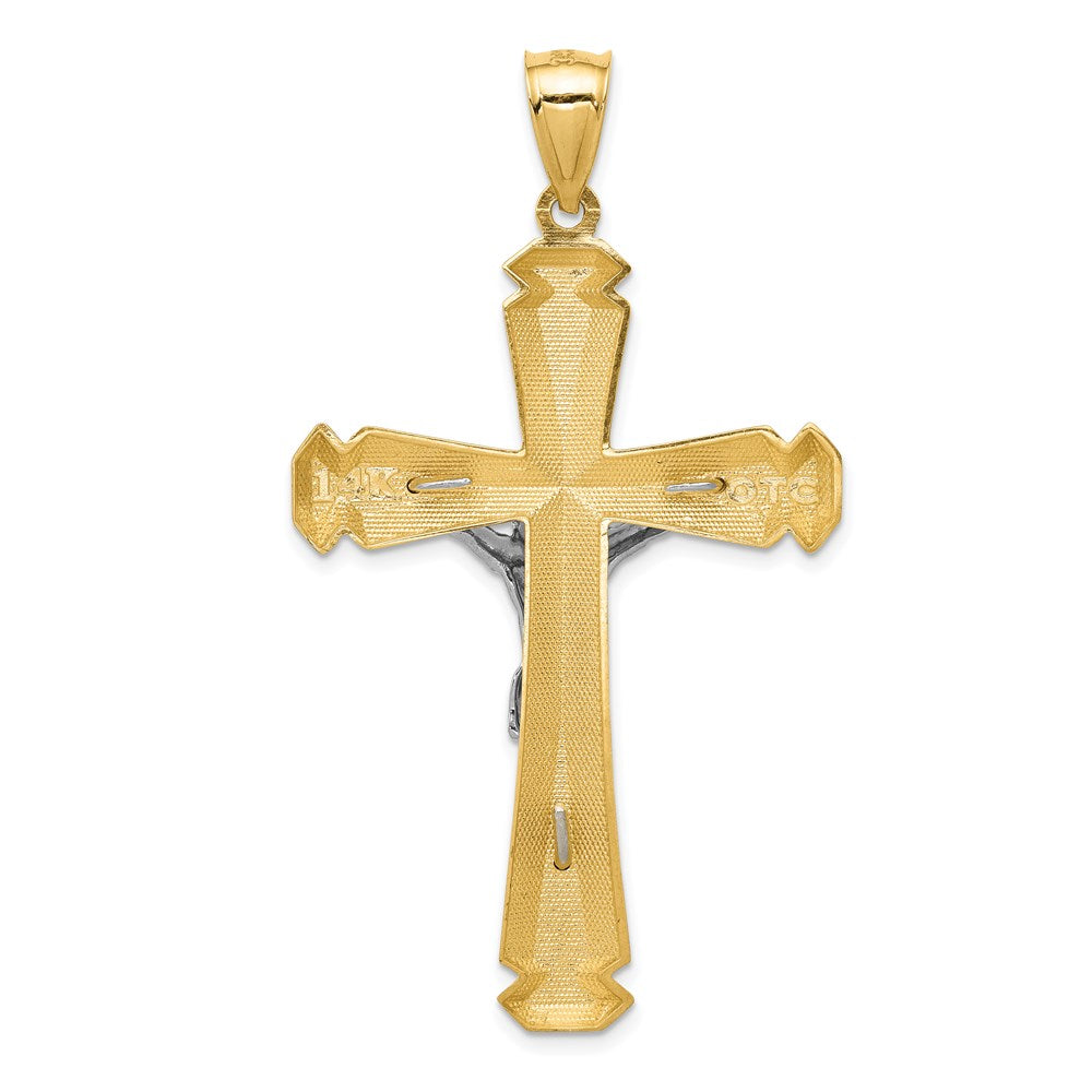14k Two-tone 34 mm Polished Two-tone Jesus Crucifix Pendant (4.75 grams)