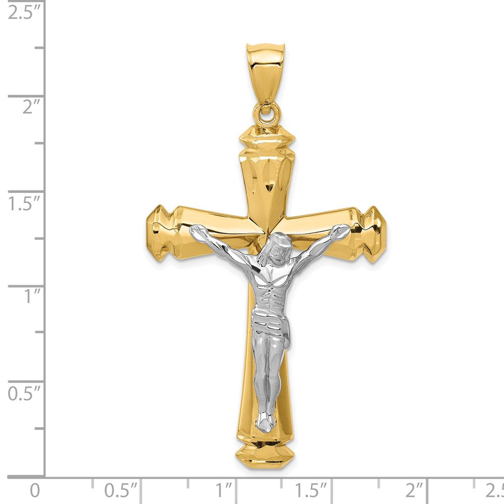14k Two-tone 34 mm Polished Two-tone Jesus Crucifix Pendant (4.75 grams)