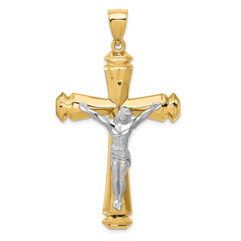 14k Two-tone 34 mm Polished Two-tone Jesus Crucifix Pendant