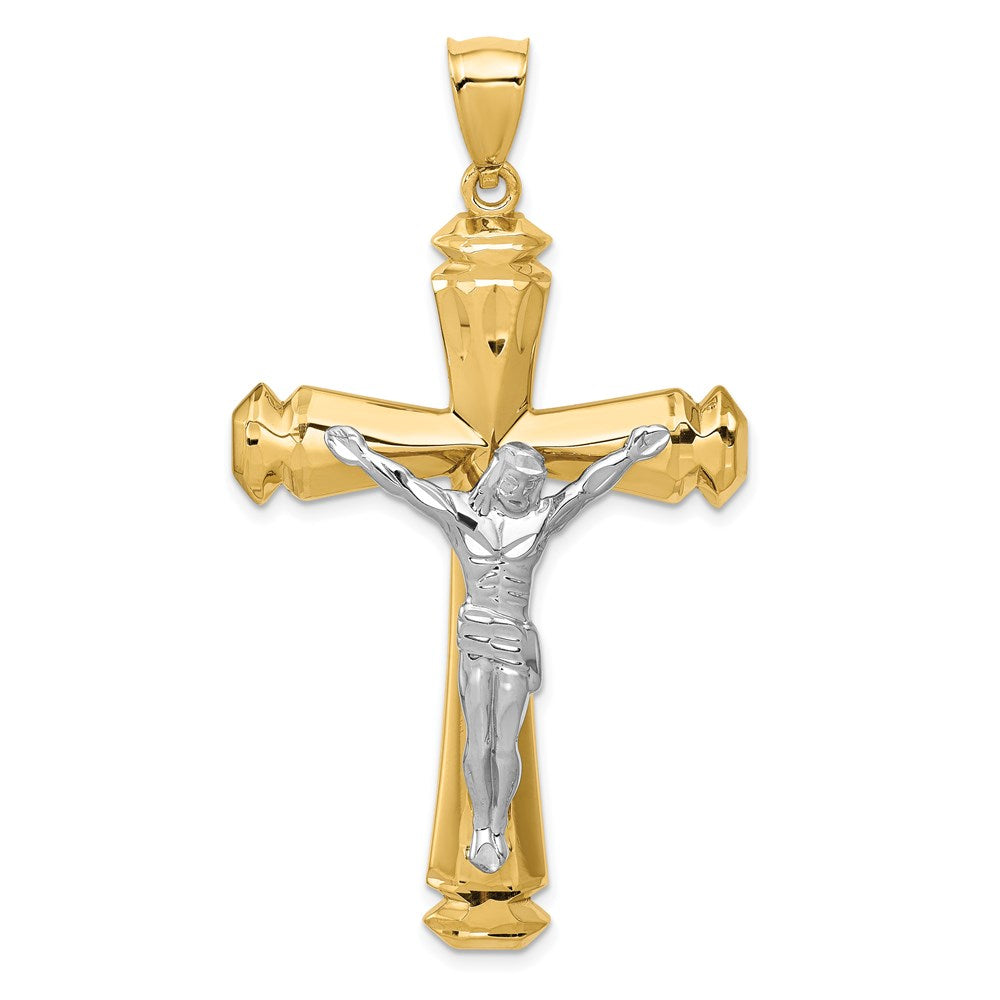 14k Two-tone 34 mm Polished Two-tone Jesus Crucifix Pendant (4.75 grams)