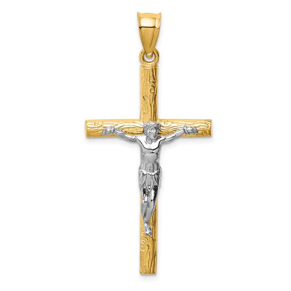 14k Two-tone 25 mm Jesus Crucifix Pendant
