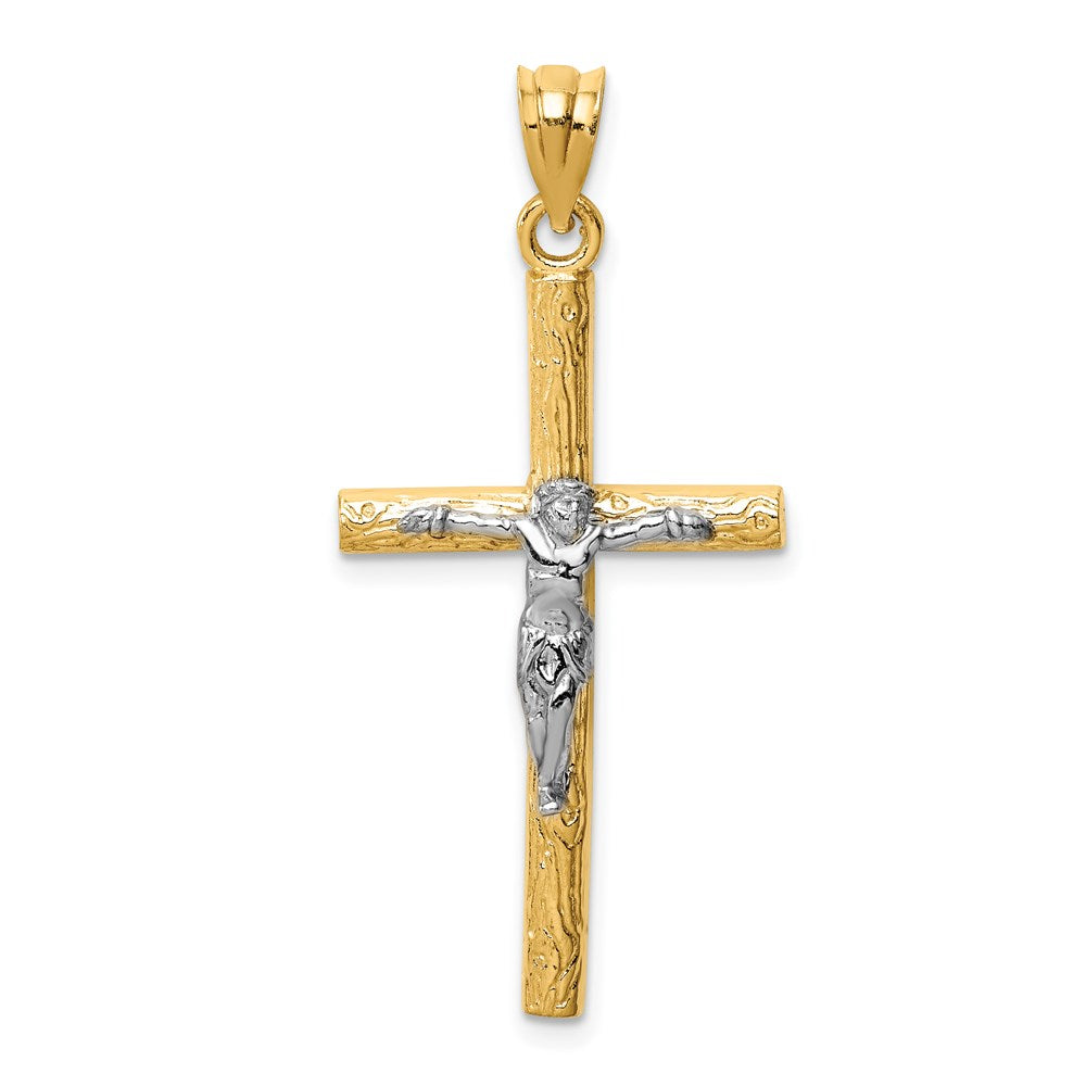 14k Two-tone 20 mm Jesus Crucifix Pendant (1.65 grams)