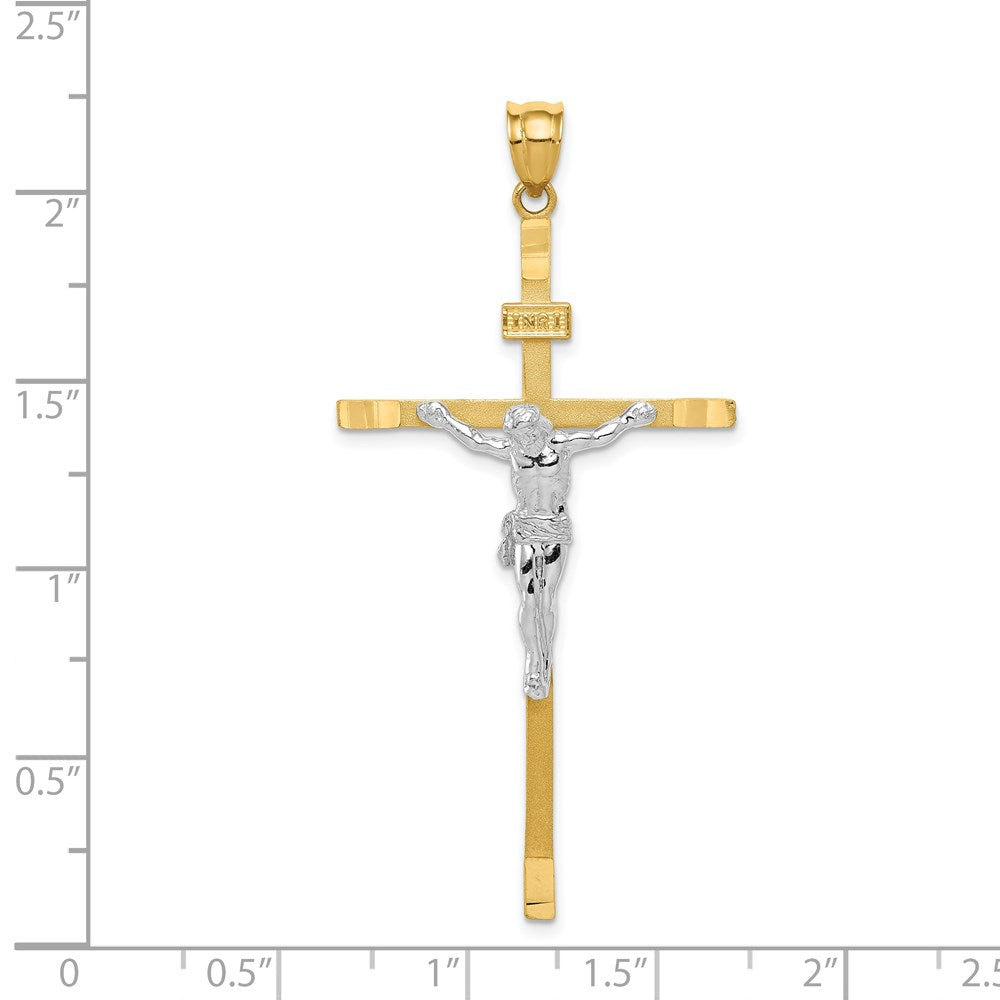14k Two-tone 26 mm Jesus Crucifix Pendant (2.36 grams)