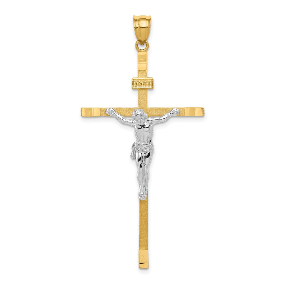 14k Two-tone 26 mm Jesus Crucifix Pendant