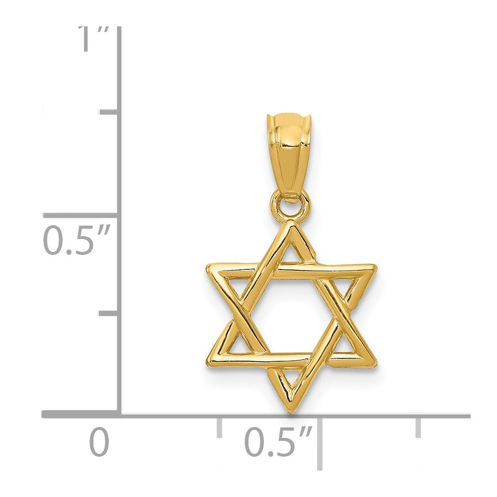 14k Yellow Gold 12 mm Polished Star of David Pendant (0.78 grams)