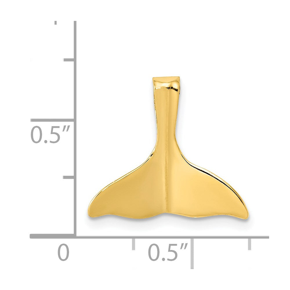 14k Yellow Gold 16 mm 3-D Polished Whale Tail Slide (0.83 grams)