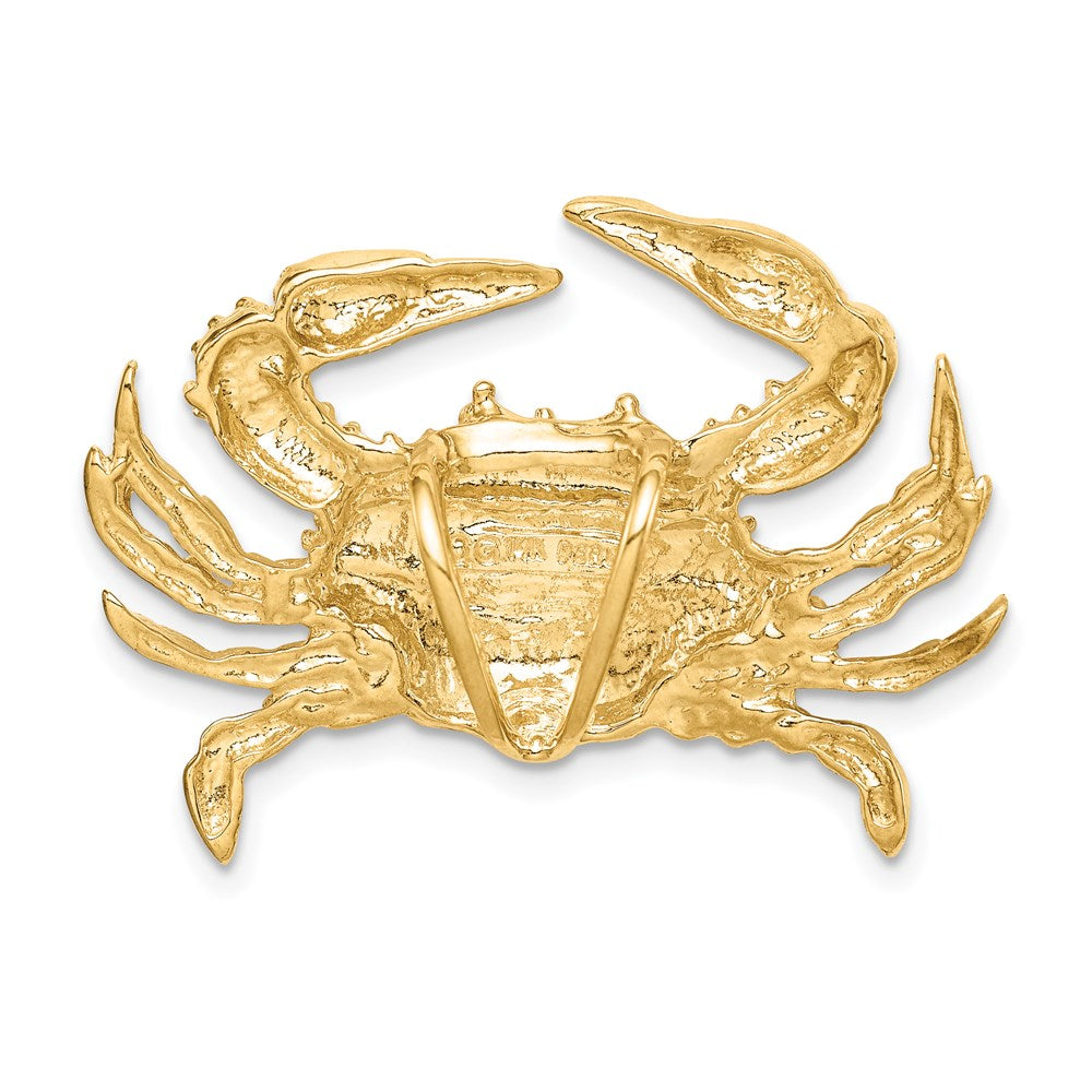 14k Yellow Gold 33 mm Blue Crab Slide (5.86 grams)