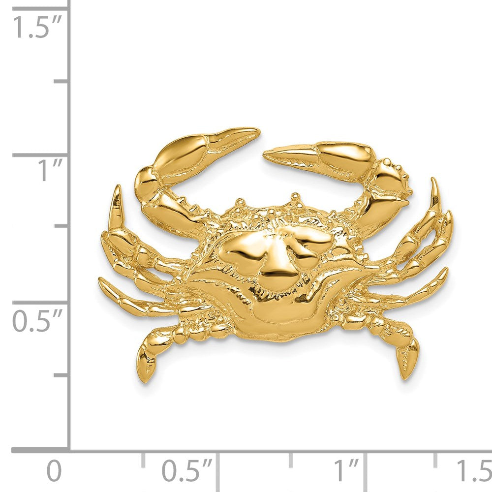 14k Yellow Gold 33 mm Blue Crab Slide (5.86 grams)
