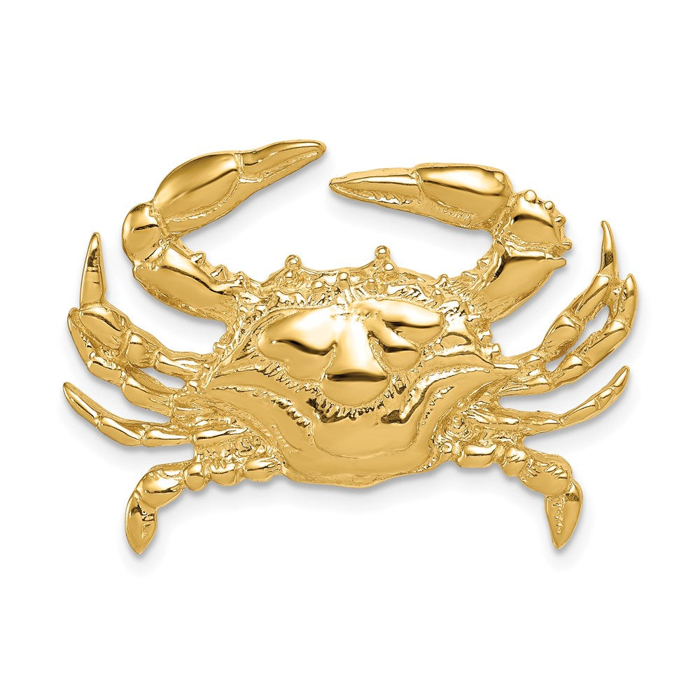 14k Yellow Gold 33 mm Blue Crab Slide (5.86 grams)