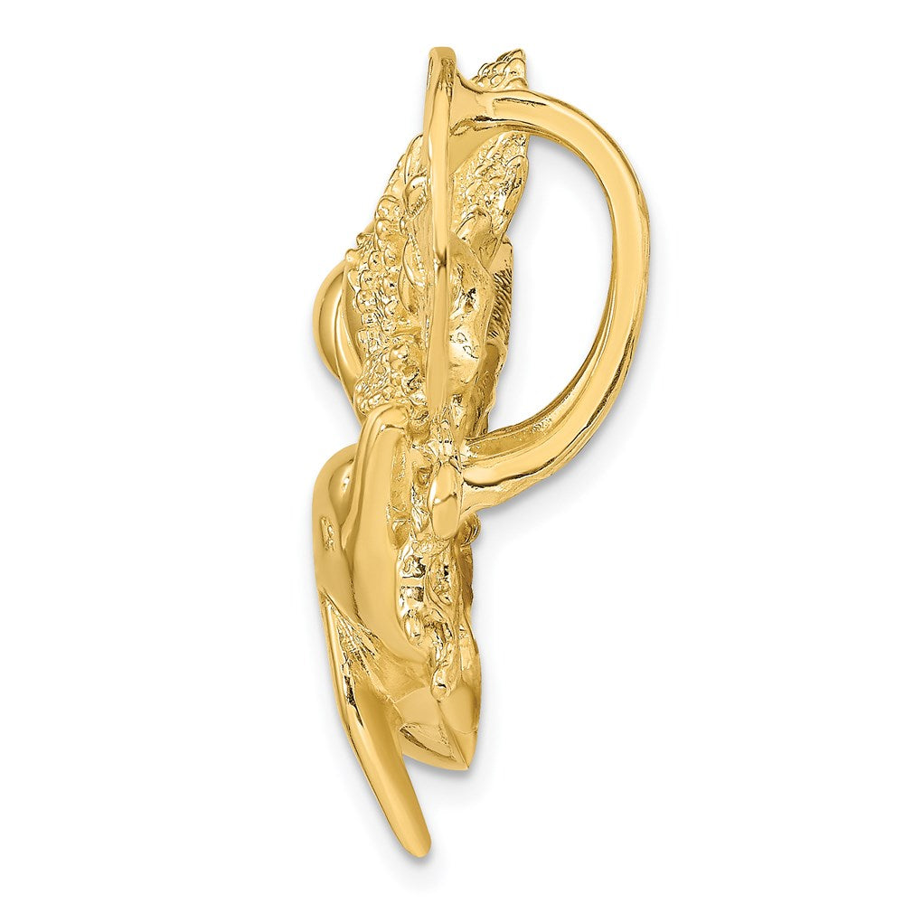 14k Yellow Gold 52 mm Dolphin and Shell Cluster Slide (18.18 grams)