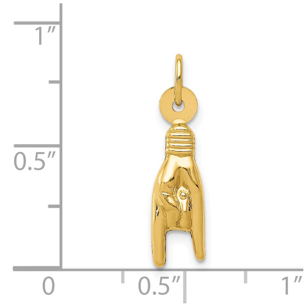 14k Yellow Gold 5 mm 3D Rock On Sign Charm (0.4 grams)