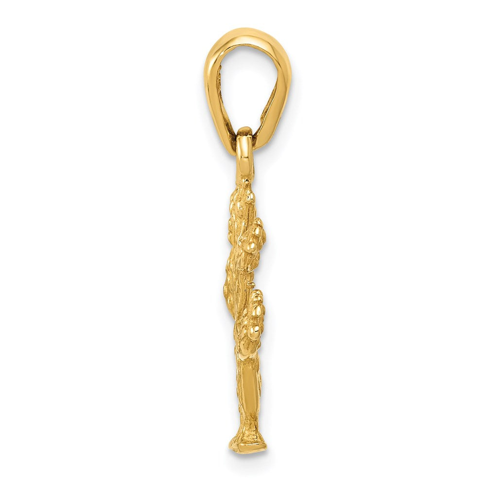 14k Yellow Gold 14.25 mm 3-D Cactus Pendant (1.68 grams)