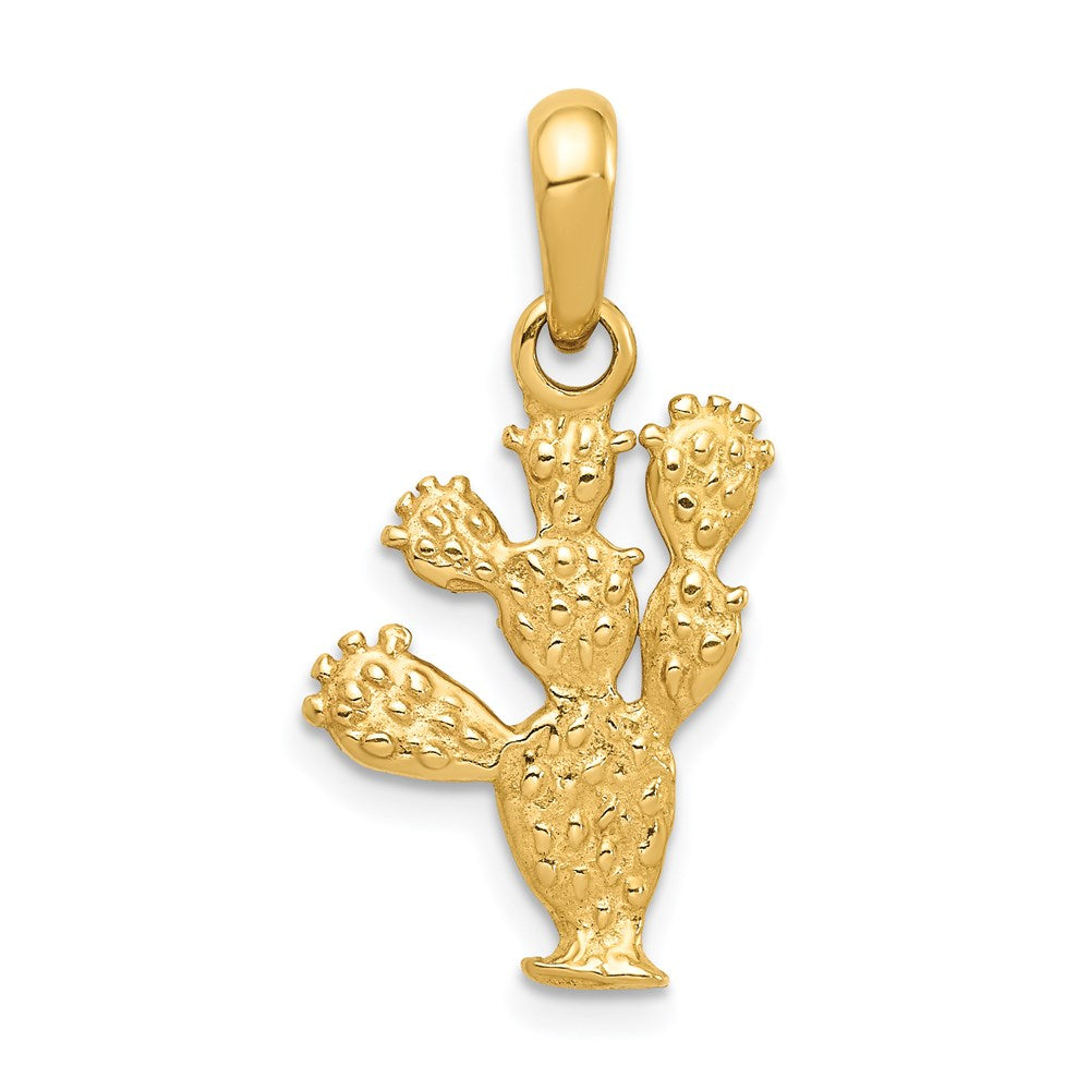 14k Yellow Gold 14.25 mm 3-D Cactus Pendant (1.68 grams)