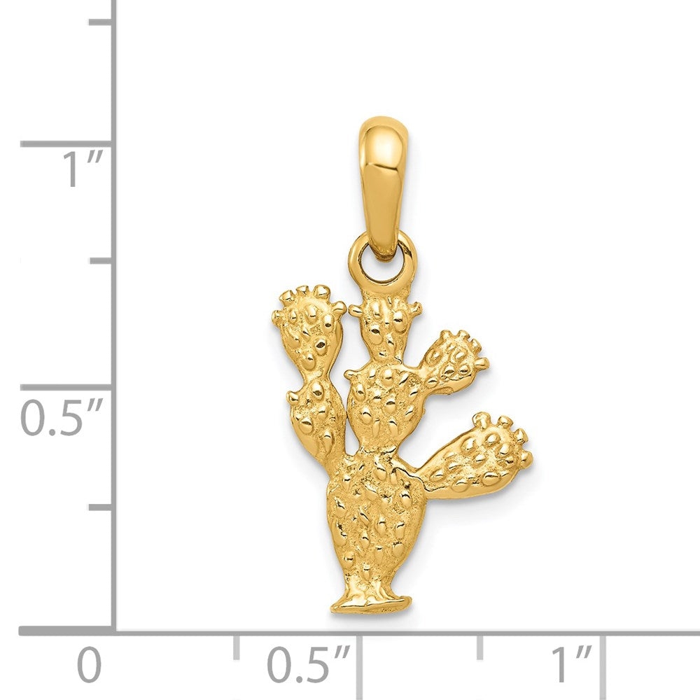 14k Yellow Gold 14.25 mm 3-D Cactus Pendant (1.68 grams)
