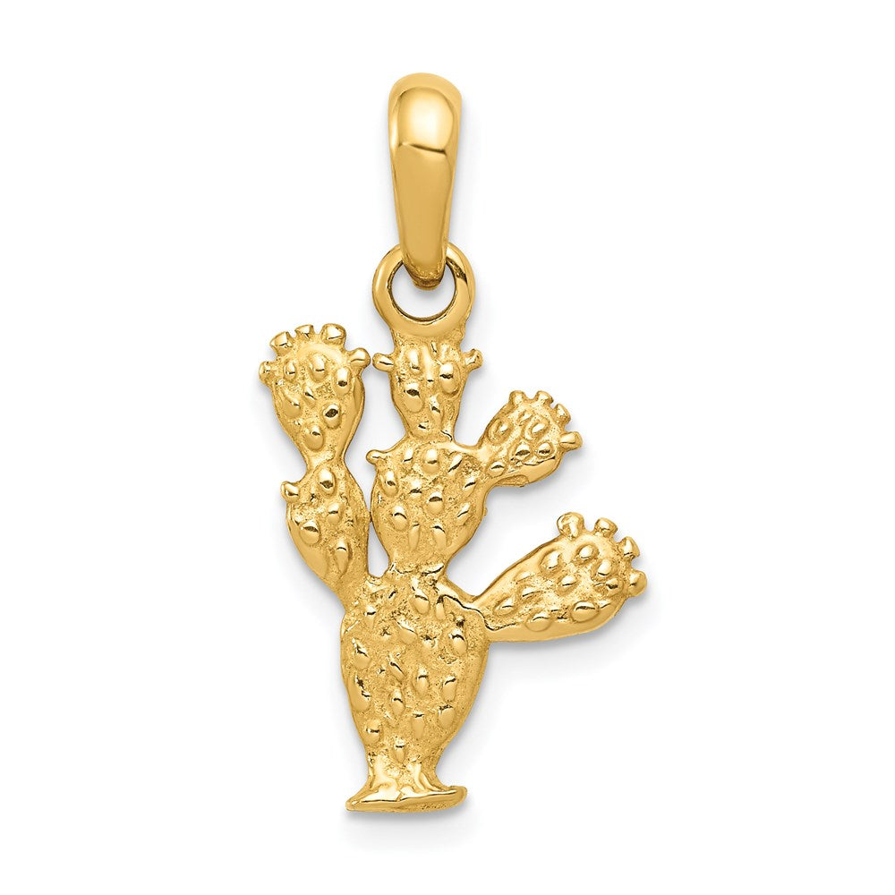 14k Yellow Gold 14.25 mm 3-D Cactus Pendant (1.68 grams)