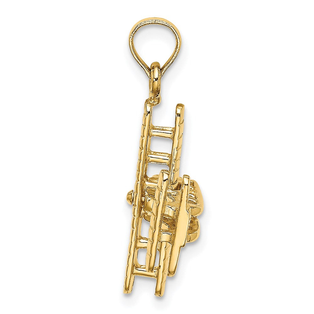 14k Yellow Gold 16 mm 3-D Bi-Plane with Ribbed Wings Charm (2.36 grams)