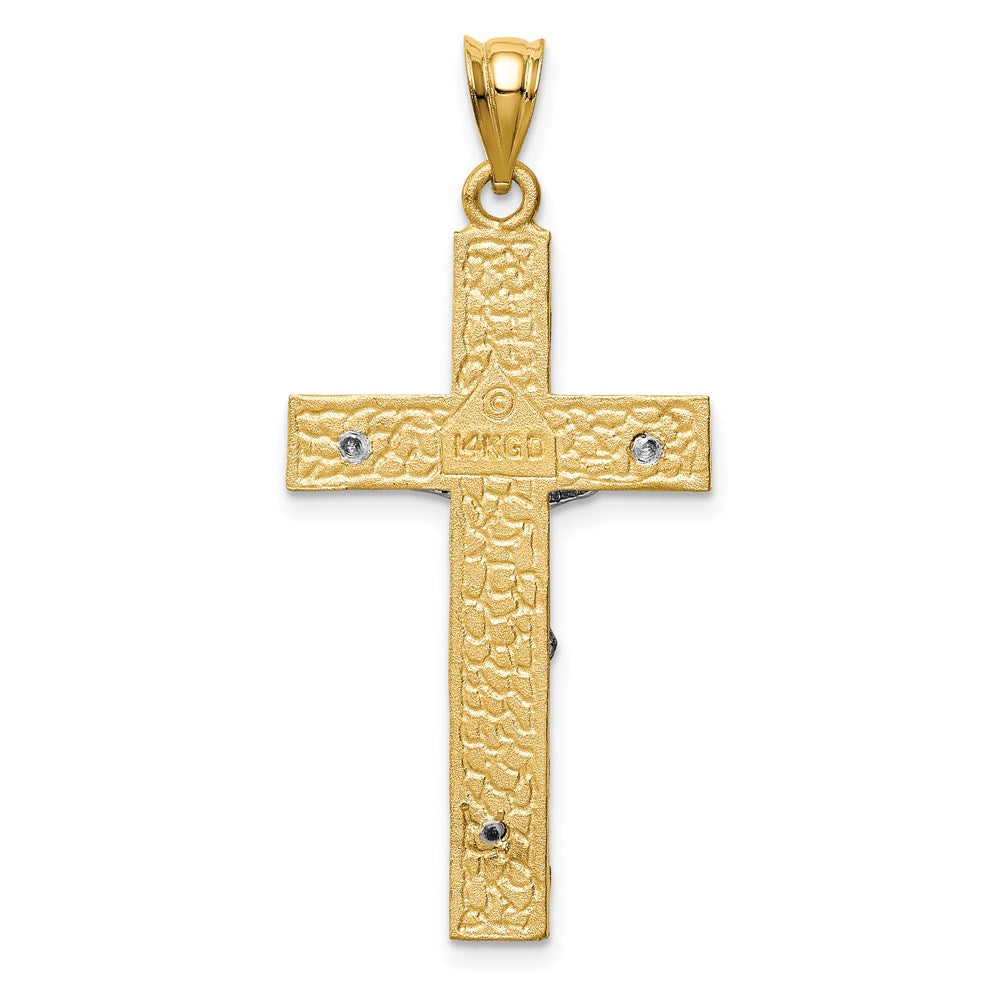 14k Two-tone 20 mm INRI Jesus Crucifix Pendant