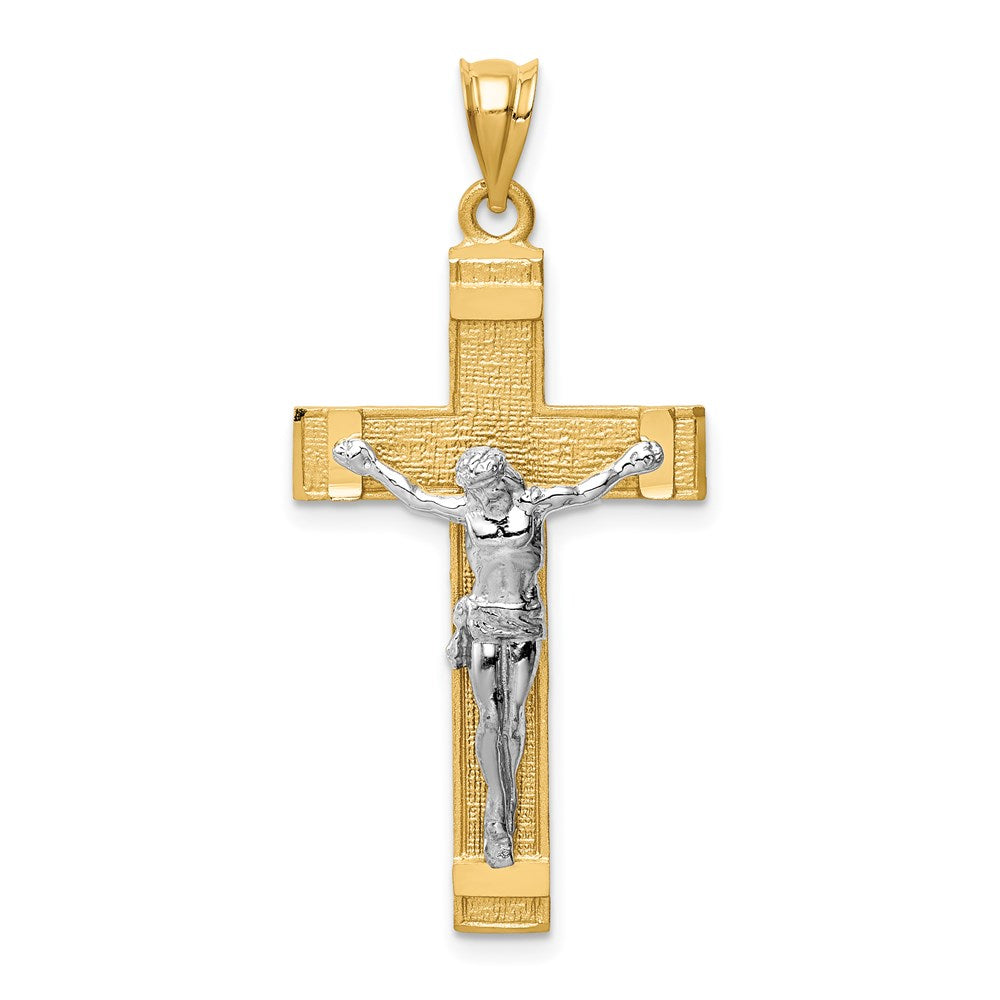 14k Two-tone 20 mm INRI Jesus Crucifix Pendant