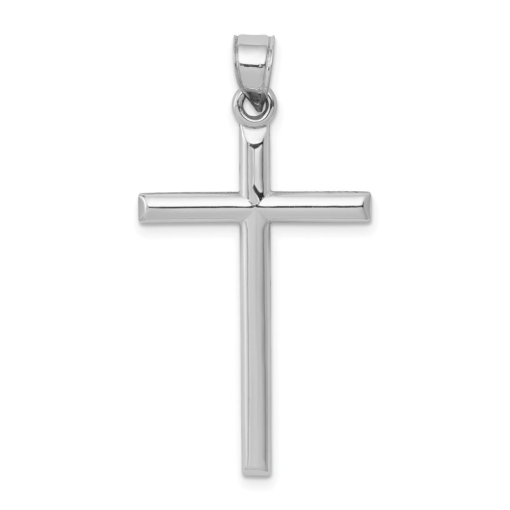 14k White Gold 20 mm Hollow Cross Pendant (0.92 grams)