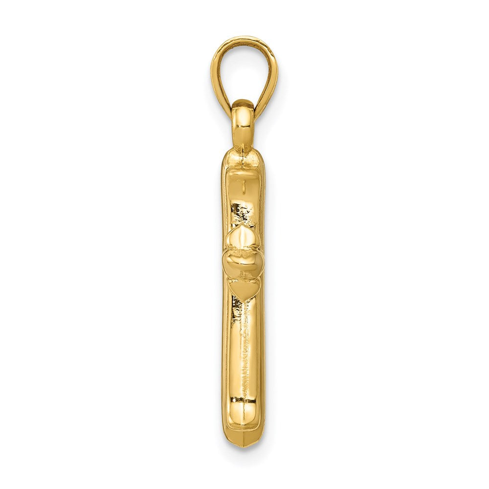 14k Yellow & Rhodium 13 mm Reversible Hollow Cross Pendant (0.76 grams)