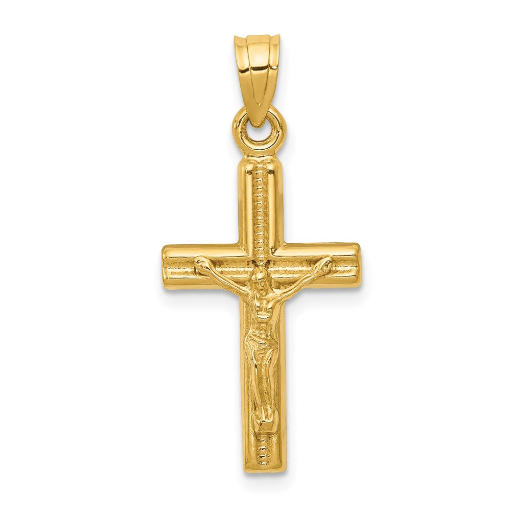 14k Yellow Gold 14 mm Hollow Jesus Crucifix Pendant