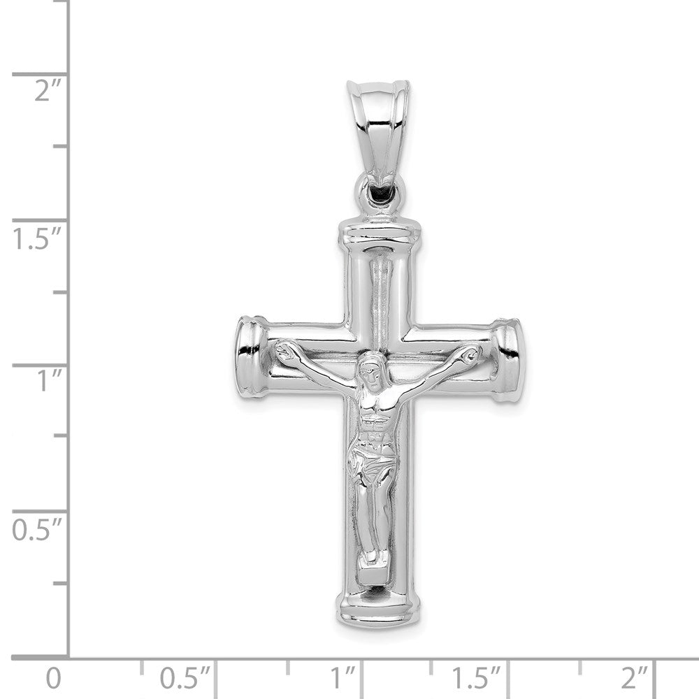 14k White Gold 25 mm Reversible Jesus Crucifix Pendant (2.58 grams)