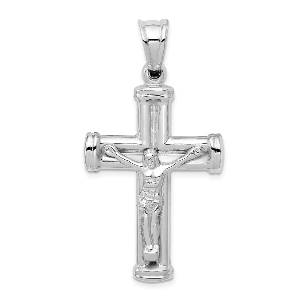 14k White Gold 25 mm Reversible Jesus Crucifix Pendant (2.58 grams)