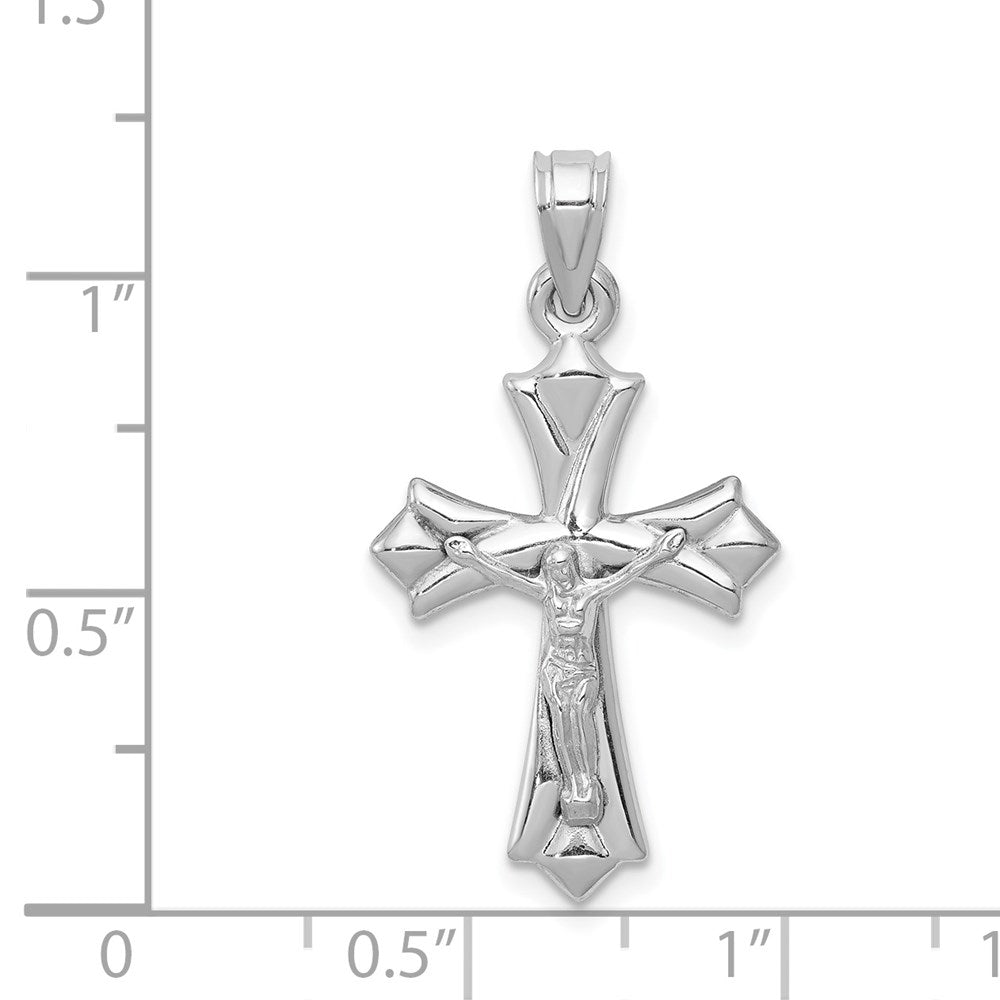 14k White Gold 16 mm Reversible Jesus Crucifix Pendant (0.82 grams)