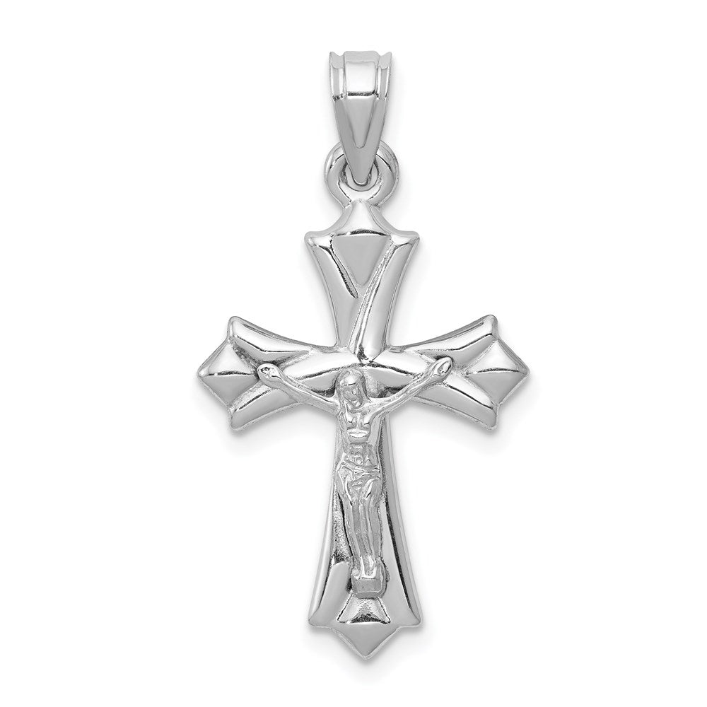 14k White Gold 16 mm Reversible Jesus Crucifix Pendant (0.82 grams)