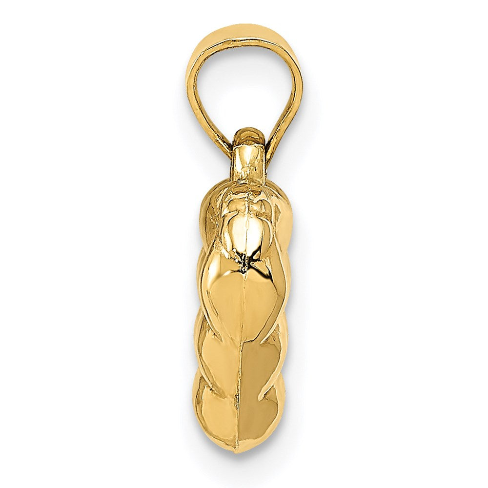 14K Polished and Textured 3-D Heart Pendant (0.47 grams)