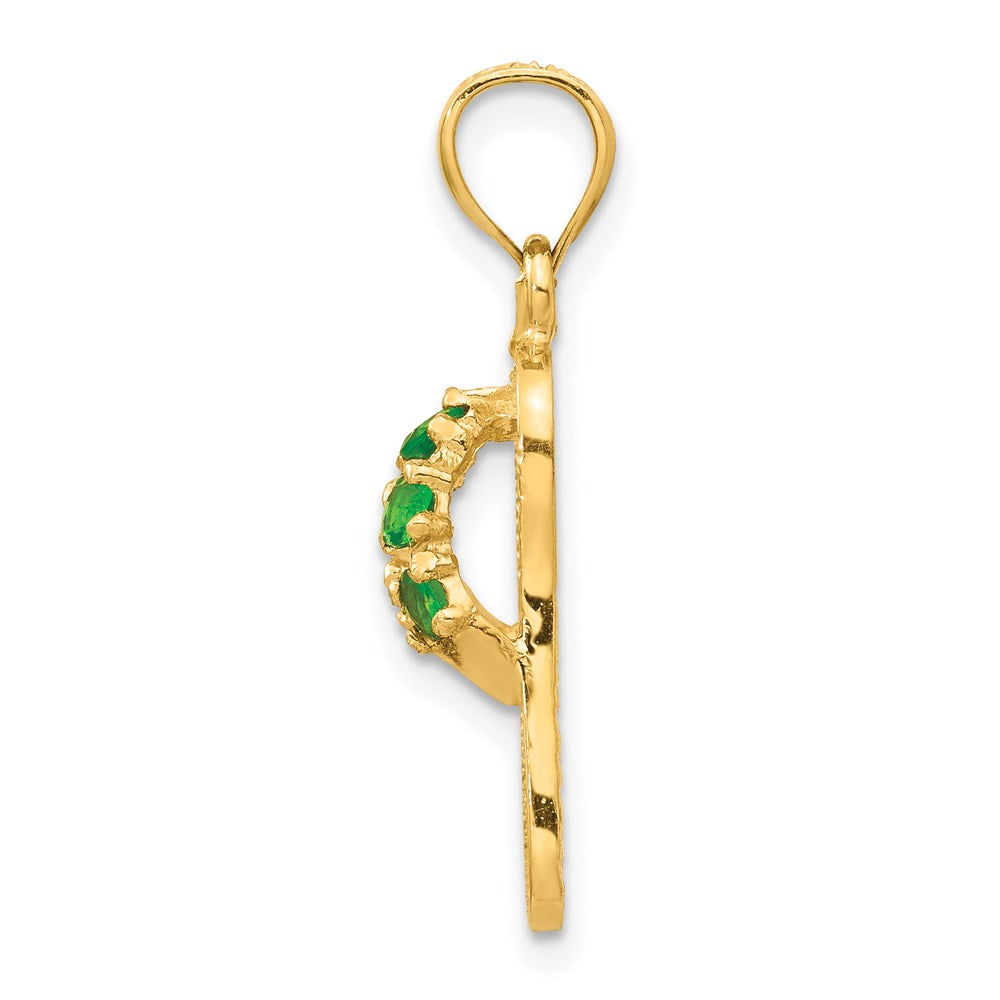 14k Yellow Gold 8 mm 3D May/CZ Cubic Zirconia Birthstone Flip Flop Pendant (1.68 grams)