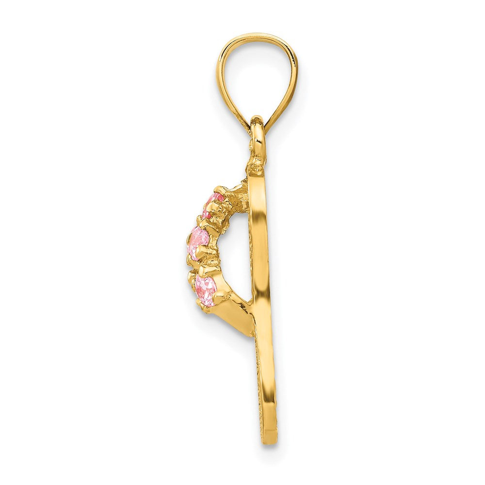 14k Yellow Gold 8 mm 3D October/CZ Cubic Zirconia Birthstone Flip Flop Pendant (1.8 grams)