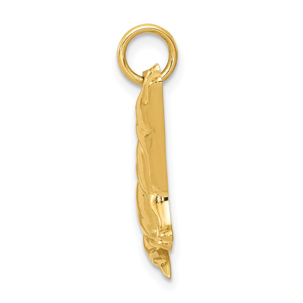 14k Yellow Gold 13 mm Wolf Charm (1.3 grams)