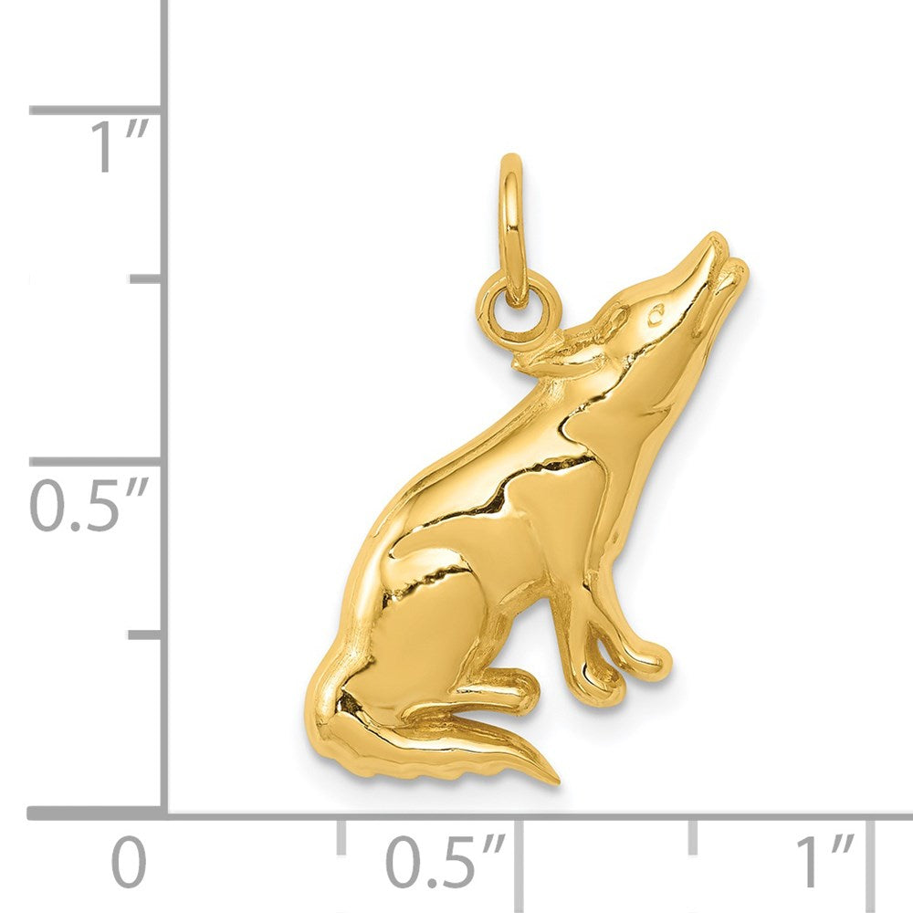 14k Yellow Gold 13 mm Wolf Charm (1.3 grams)