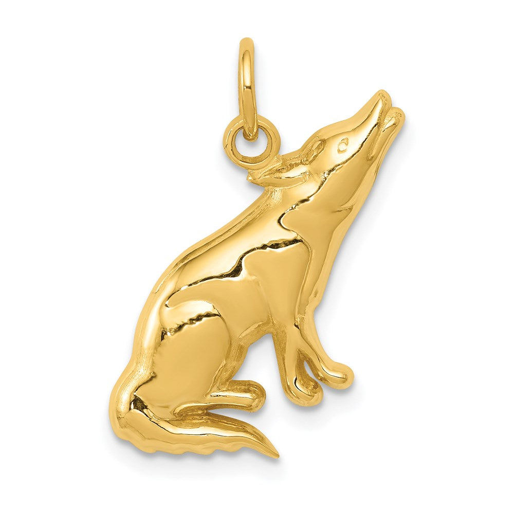 14k Yellow Gold 13 mm Wolf Charm (1.3 grams)
