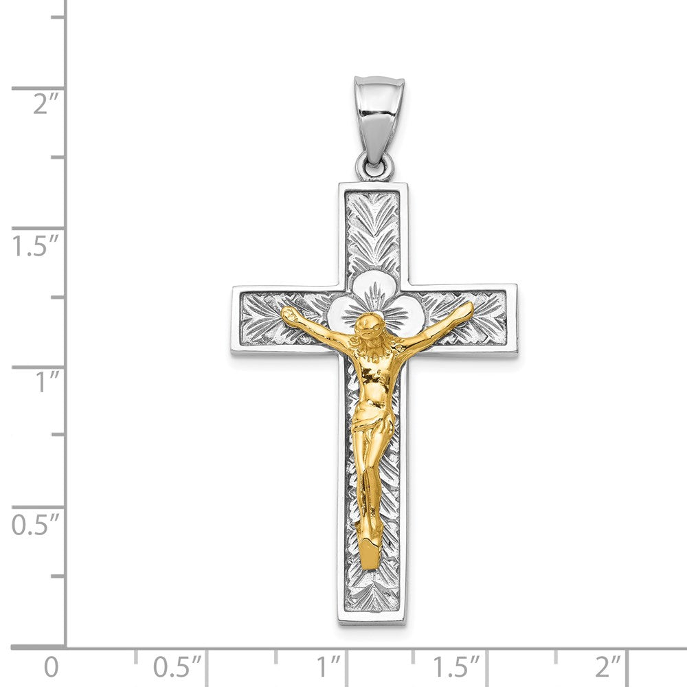 14k Two-tone 27 mm Jesus Crucifix Pendant
