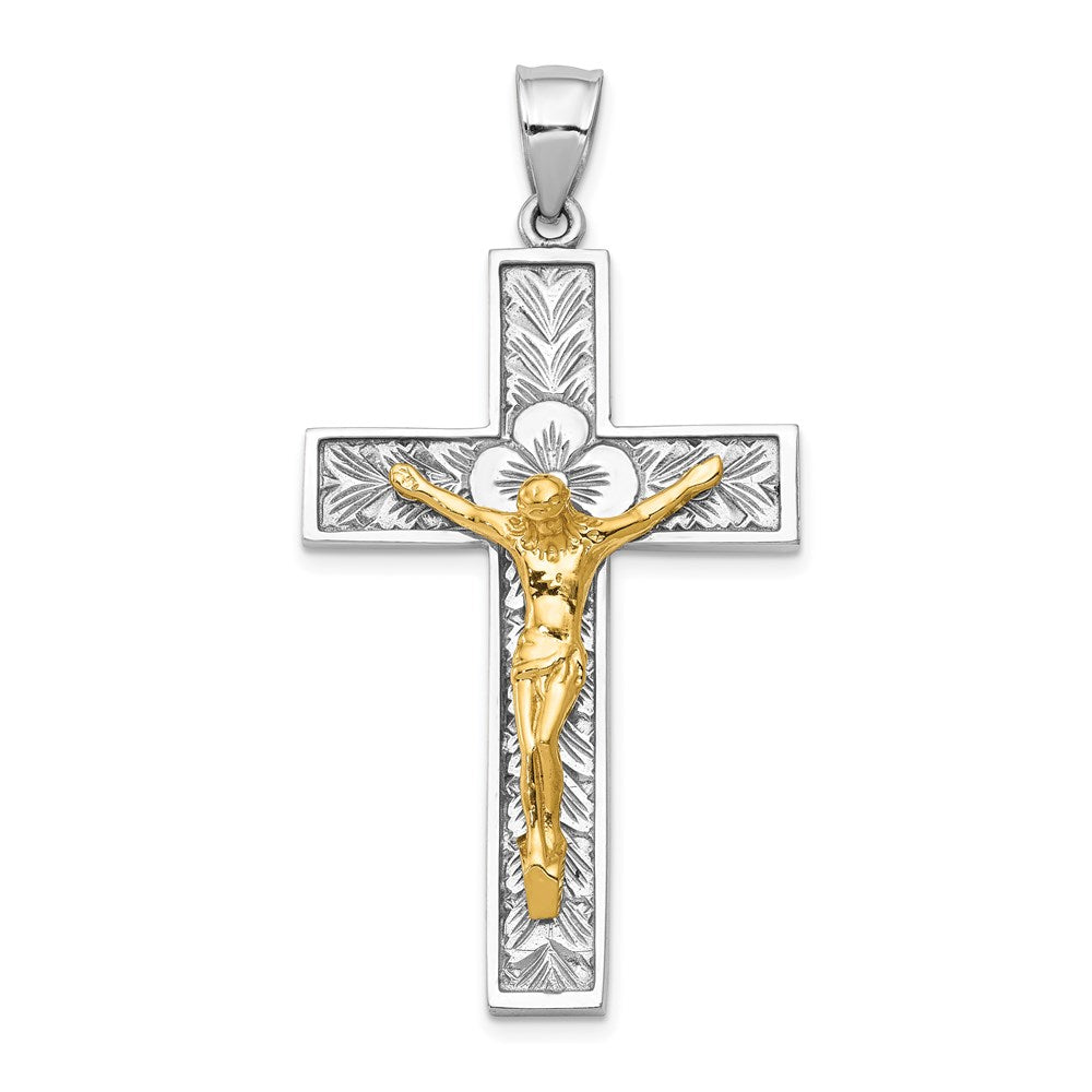 14k Two-tone 27 mm Jesus Crucifix Pendant (6.16 grams)