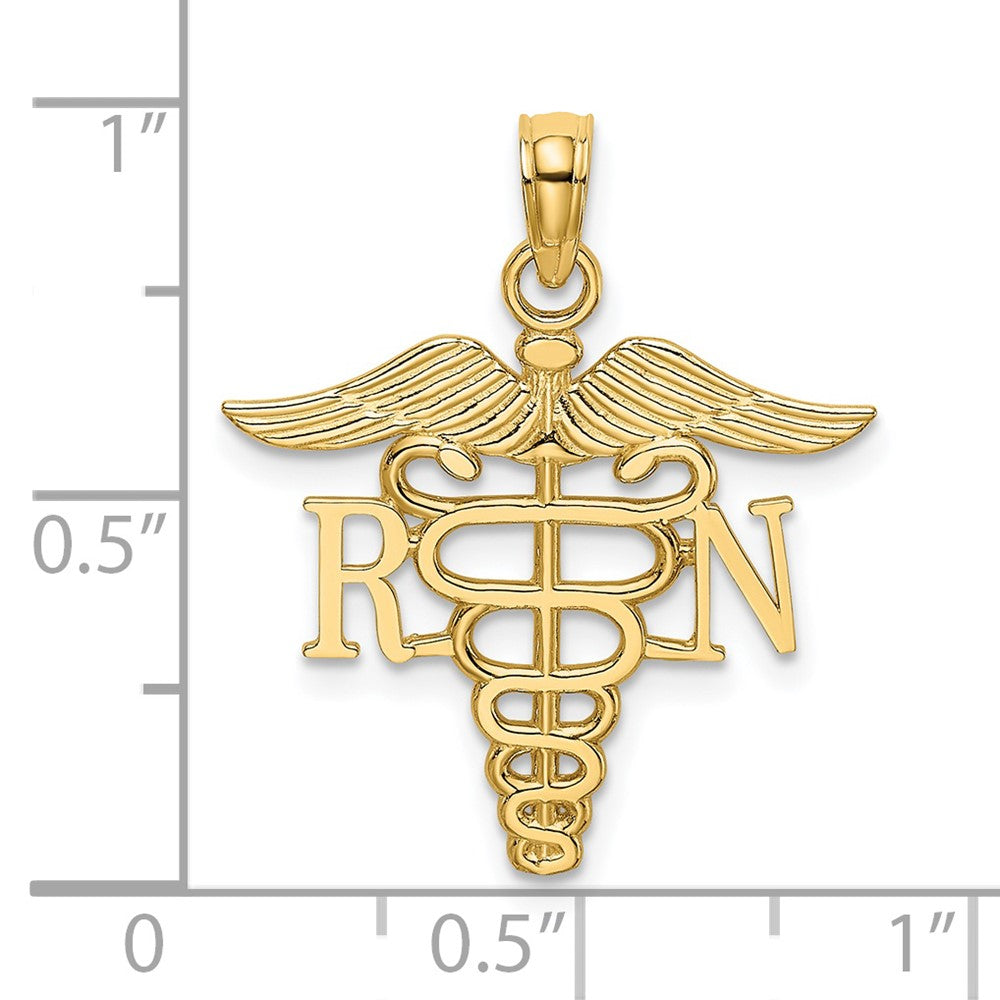 14k Yellow Gold 19.58 mm RN Caduceus Charm (0.93 grams)