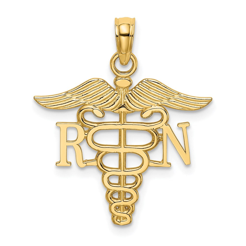 14k Yellow Gold 19.58 mm RN Caduceus Charm (0.93 grams)