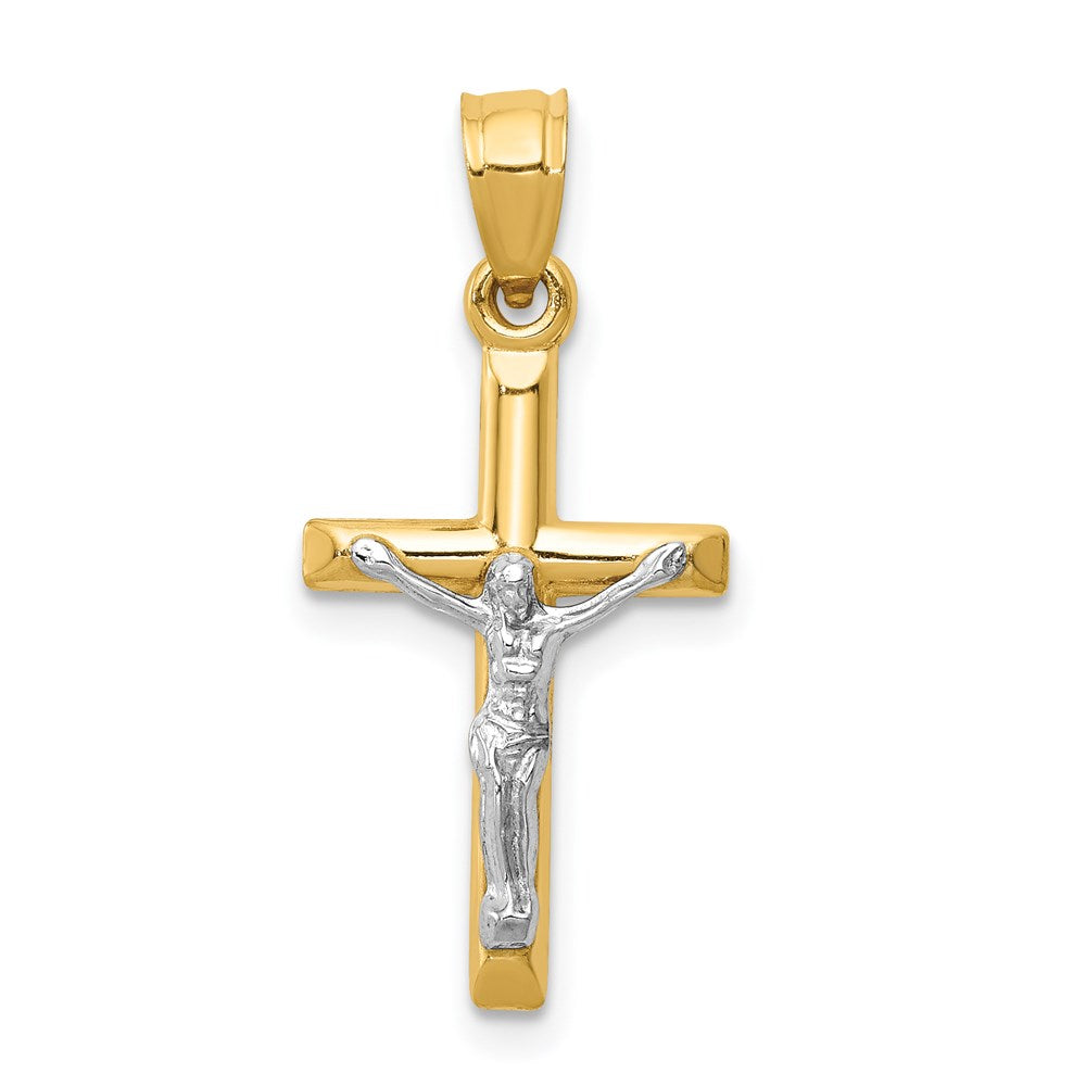 14k Two-tone 12 mm Hollow Jesus Crucifix Charm