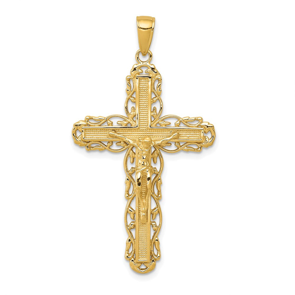 14k Yellow Gold 24 mm Jesus Crucifix Pendant
