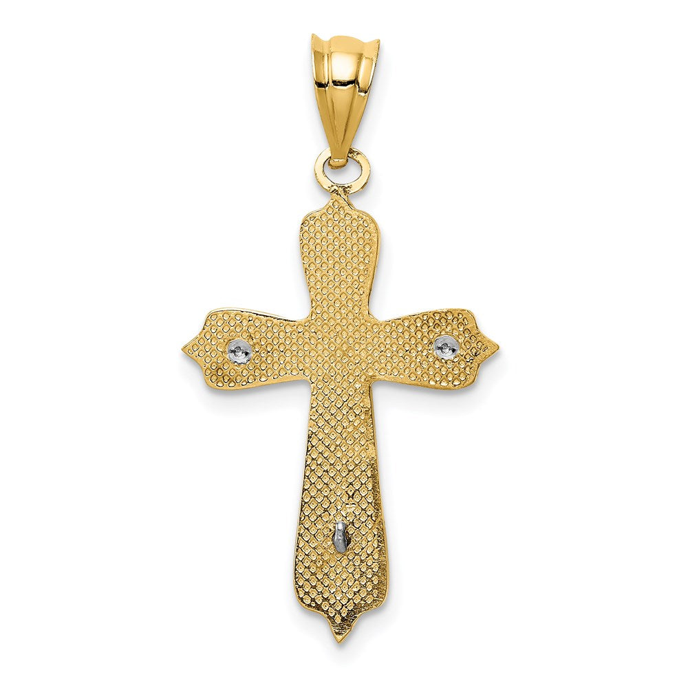 14k Two-tone 18 mm Two-tone Jesus Crucifix Pendant (1.73 grams)