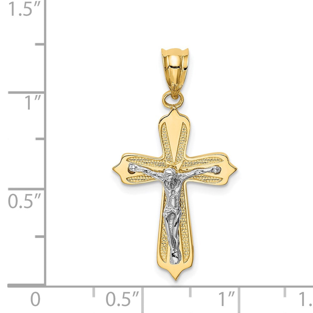 14k Two-tone 18 mm Two-tone Jesus Crucifix Pendant