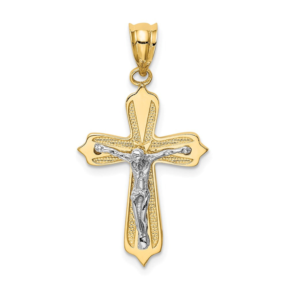 14k Two-tone 18 mm Two-tone Jesus Crucifix Pendant (1.73 grams)