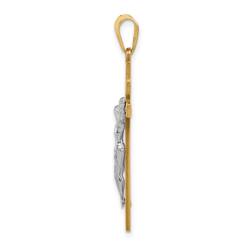 14k Two-tone 17 mm Two-tone INRI Jesus Crucifix Pendant (1.3 grams)