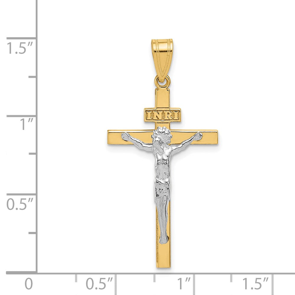 14k Two-tone 17 mm Two-tone INRI Jesus Crucifix Pendant (1.3 grams)