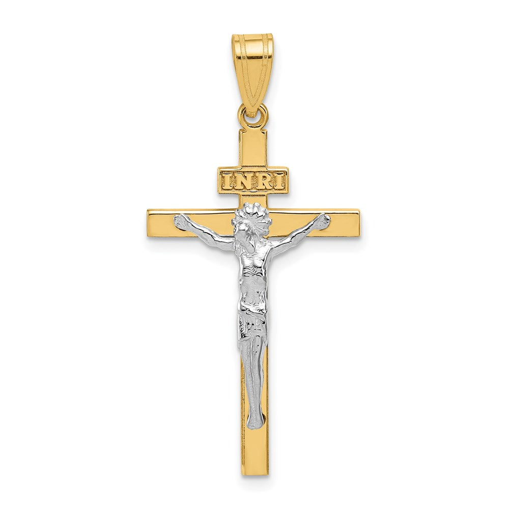 14k Two-tone 17 mm Two-tone INRI Jesus Crucifix Pendant (1.3 grams)