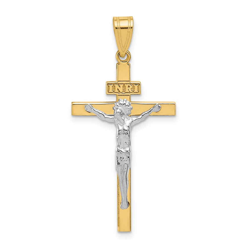 14k Two-tone 17 mm Two-tone INRI Jesus Crucifix Pendant