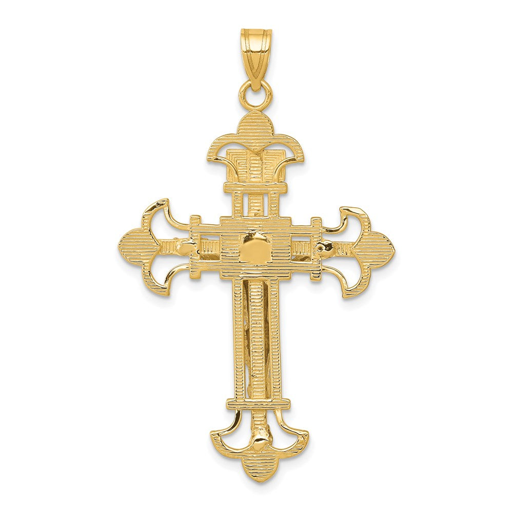 14k Two-tone 28 mm Two-tone INRI Jesus Crucifix Pendant (2.81 grams)